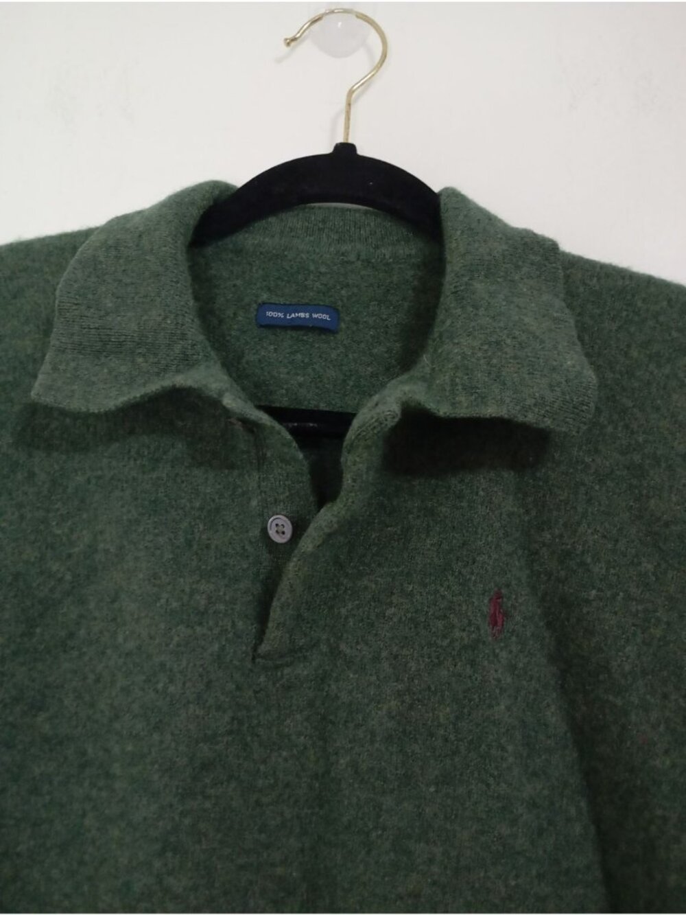 Ralph Lauren Green Lambswool Polo Sweater Long Sleeve Mens Size M - Picture 4 of 8